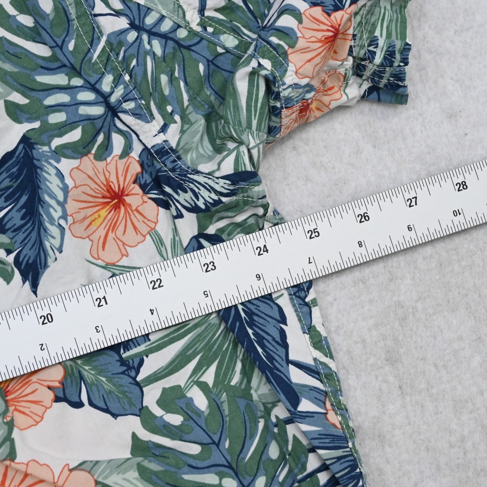 Duluth Trading Co Button Up Mens XL Slim Fit White Floral Tropical Short Sleeve - Picture 8 of 9